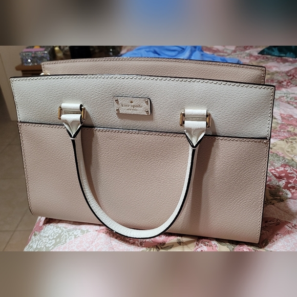 Cream and pink kate spade tote - Picture 1 of 4